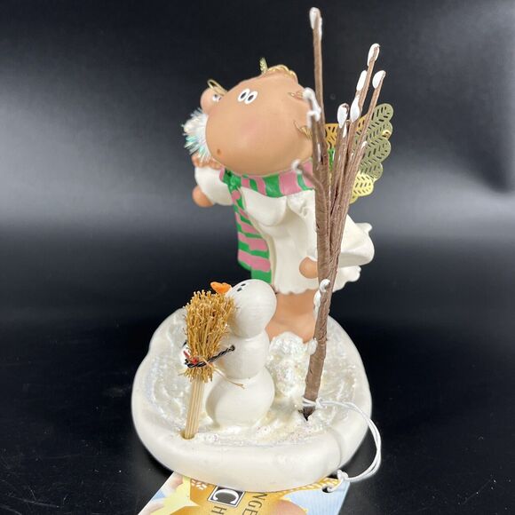 Vintage Kirk's Kritters Angel Cheeks Christmas Figurine With Snowman 2001 - Picture 13 of 15